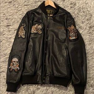 RARE ED HARDY/AVIREX LEATHER BOMBER